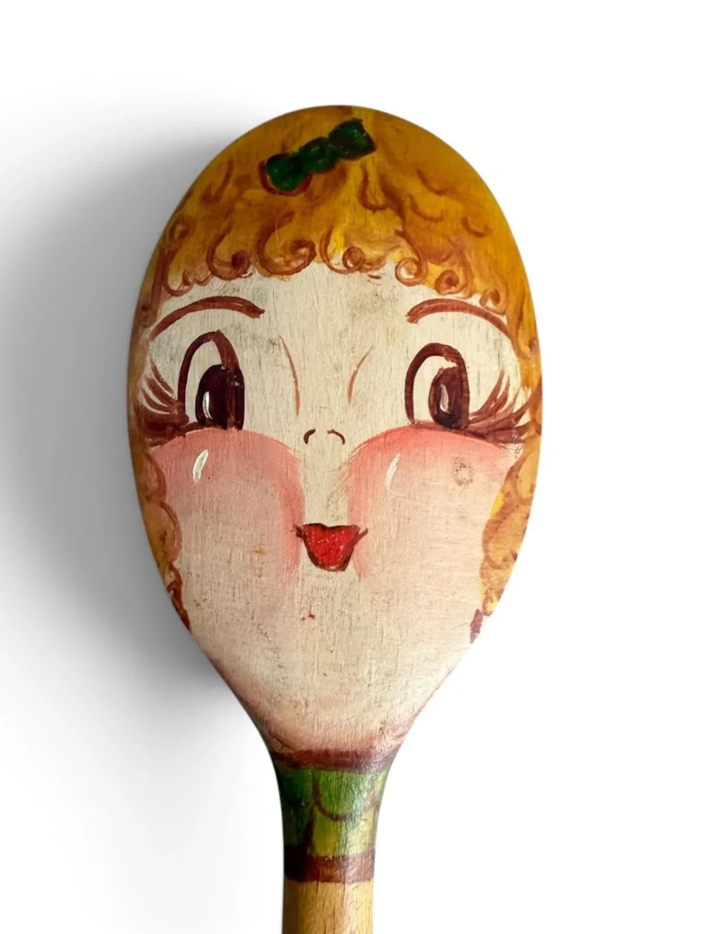 Vintage Set of 5 Hand Painted Wooden Spoons Folk Art Whimsical Character Faces